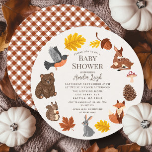 Woodland Animals Fall Autumn Wreath Baby Shower Invitation