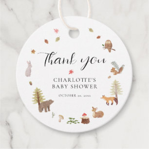 Woodland Animals Fall Baby Shower Thank You Favour Tags
