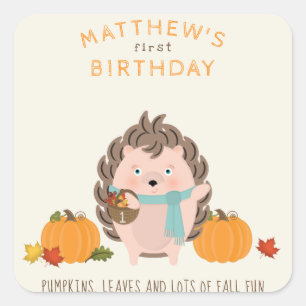 Woodland Animals Fall Birthday Square Sticker