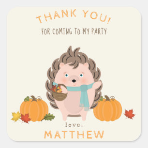 Woodland Animals Fall Birthday Square Sticker