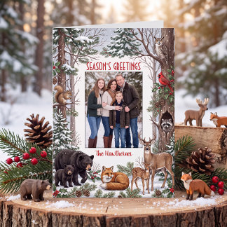 Woodland Animals Family Photo Season’s Greetings Card