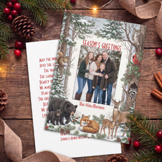 Woodland Animals Family Photo Season’s Greetings Holiday Card