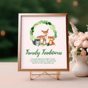 Woodland Animals Favorite Family Traditions Sign