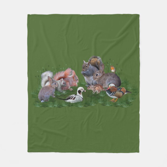 Woodland Animals Fleece Blanket (Front)