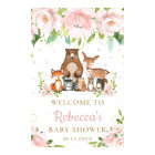 Woodland Animals Floral Baby Shower Welcome Sign