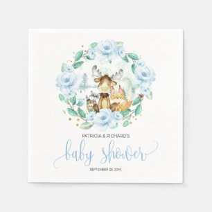 Woodland Animals Floral Greenery Baby Shower Napkin