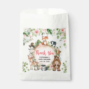 Woodland Animals Floral Wood Slice Baby Shower Favour Bags