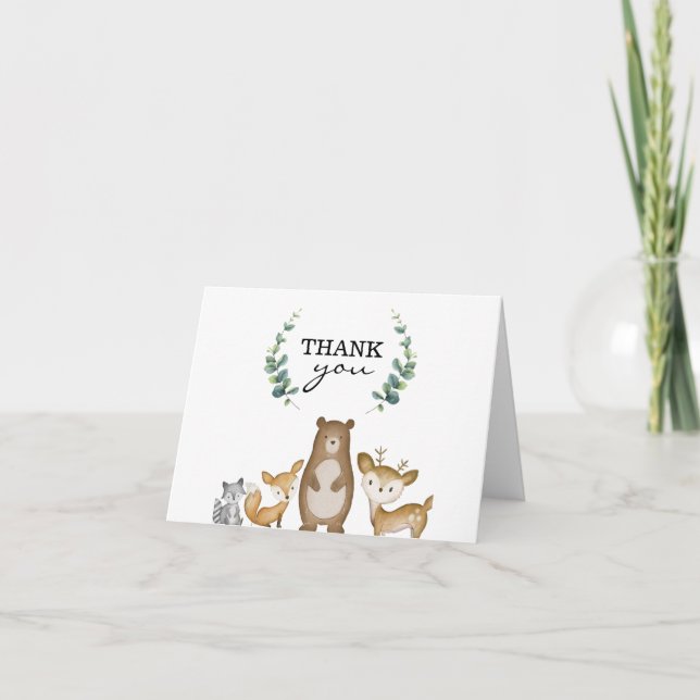 Woodland Animals Folded Thank You Cards (Front)