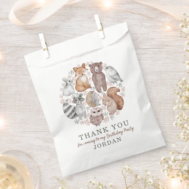 Woodland Animals & Foliage Thank You Favour Bags (Clipped)