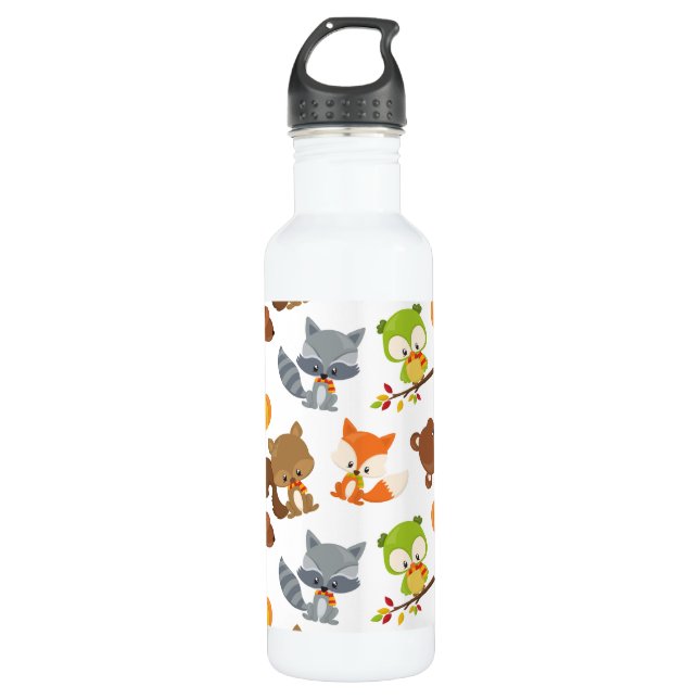 Woodland Animals, Forest Animals, Fall Animals 710 Ml Water Bottle (Front)