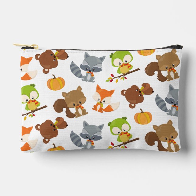 Woodland Animals, Forest Animals, Fall Animals Accessory Pouch (Front)