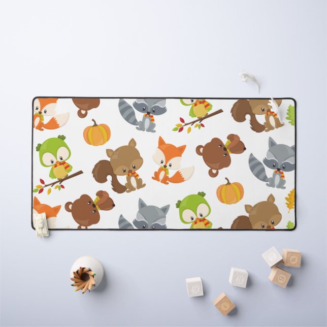Woodland Animals, Forest Animals, Fall Animals Desk Mat (Kids Table)