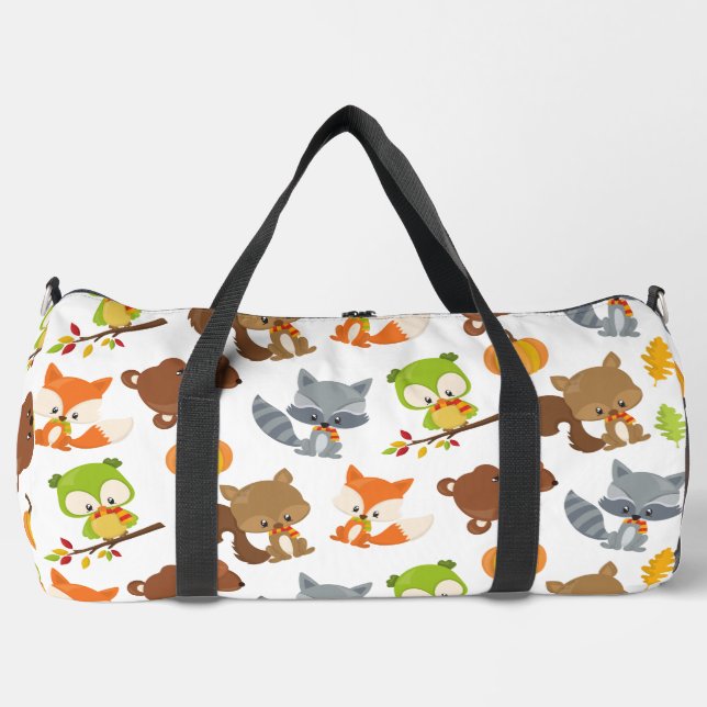 Woodland Animals, Forest Animals, Fall Animals Duffle Bag (Front)