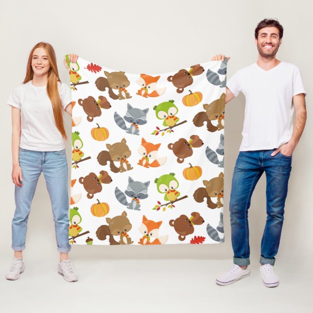 Woodland Animals, Forest Animals, Fall Animals Fleece Blanket (In Situ)
