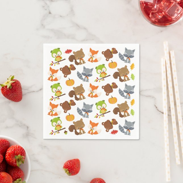 Woodland Animals, Forest Animals, Fall Animals Napkin (Insitu)