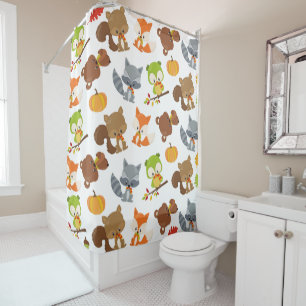 Woodland Animals, Forest Animals, Fall Animals Shower Curtain