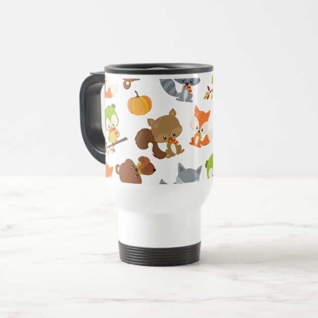 Woodland Animals, Forest Animals, Fall Animals Travel Mug (Front Left)
