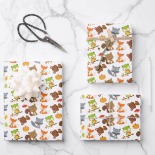Woodland Animals, Forest Animals, Fall Animals Wrapping Paper Sheet