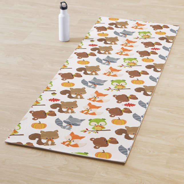 Woodland Animals, Forest Animals, Fall Animals Yoga Mat (In Situ)