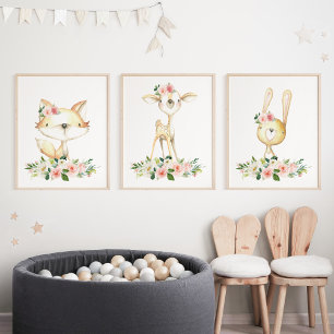 Woodland Animals, Forest Animals, Pink Flowers