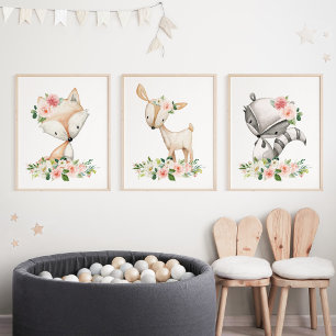 Woodland Animals, Forest Animals, Pink Flowers