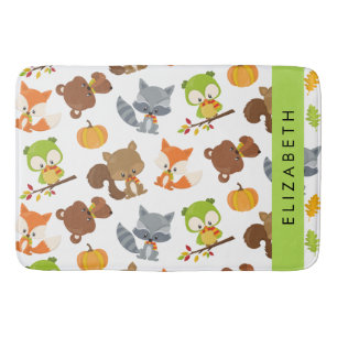 Woodland Animals, Forest Animals, Your Name Bath Mat