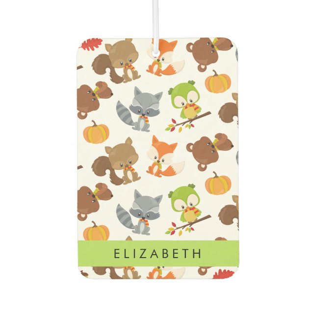Woodland Animals, Forest Animals, Your Name Car Air Freshener (Front)