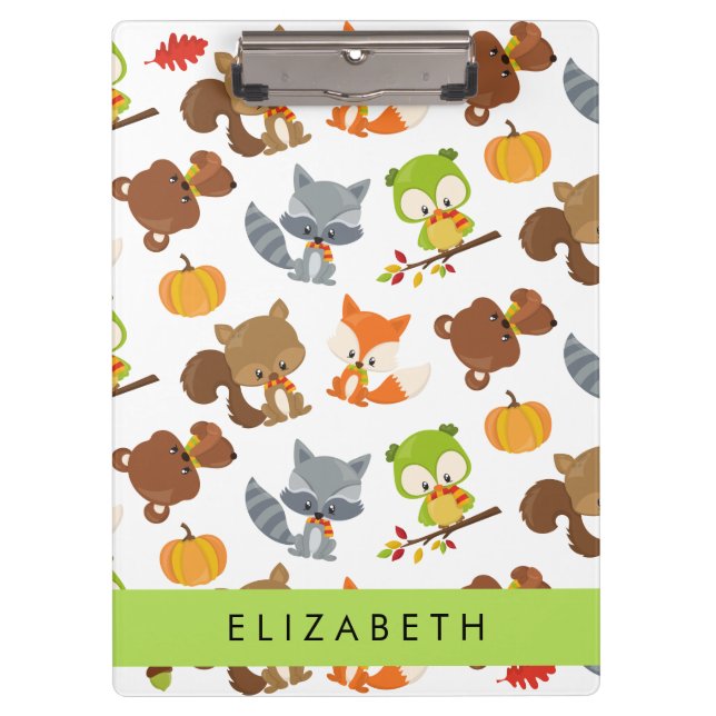 Woodland Animals, Forest Animals, Your Name Clipboard (Front)