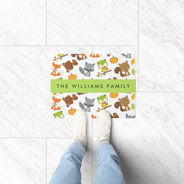 Woodland Animals, Forest Animals, Your Name Doormat (Indoor)