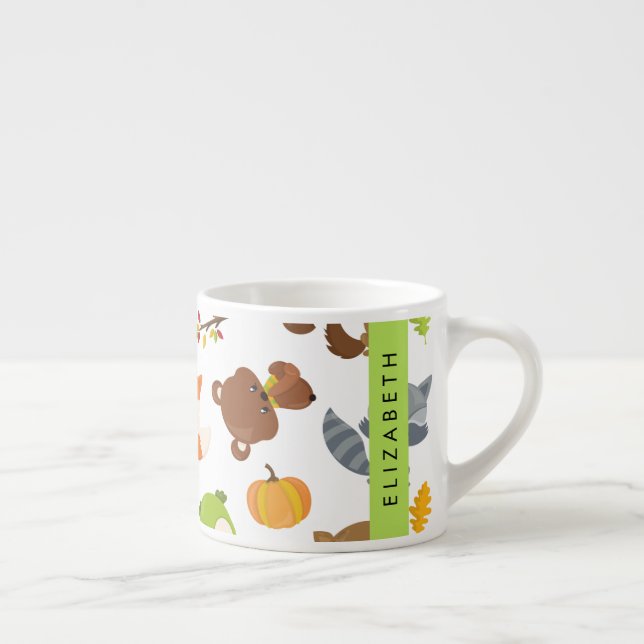 Woodland Animals, Forest Animals, Your Name Espresso Cup (Right)