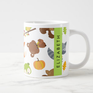 Woodland Animals, Forest Animals, Your Name Large Coffee Mug