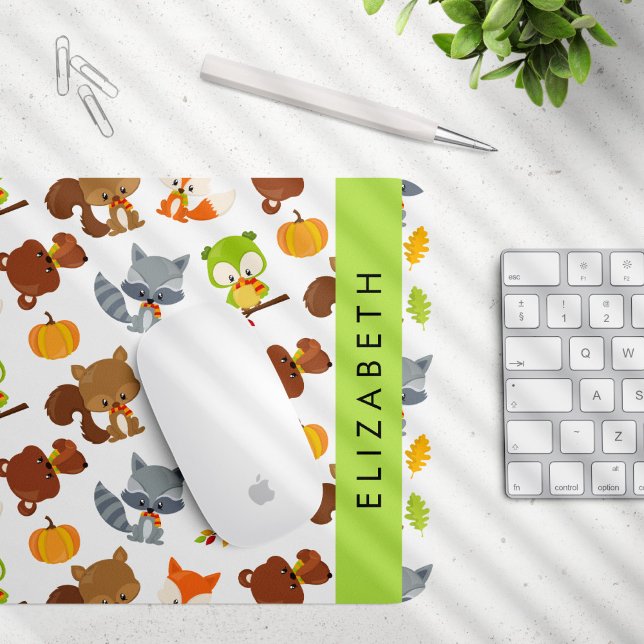 Woodland Animals, Forest Animals, Your Name Mouse Mat (Creator Uploaded)