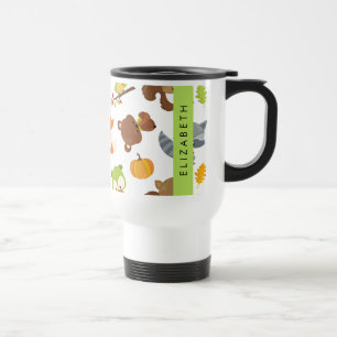 Woodland Animals, Forest Animals, Your Name Travel Mug