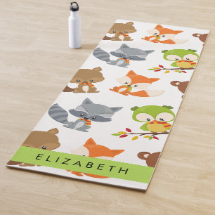 Woodland Animals, Forest Animals, Your Name Yoga Mat