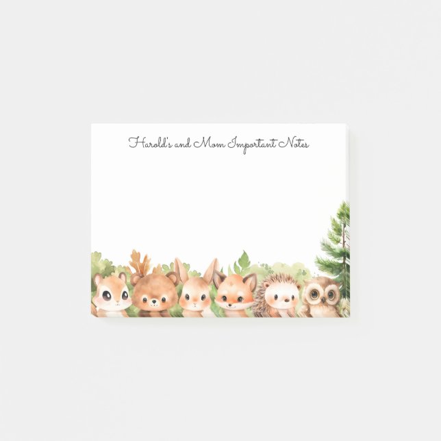 Woodland Animals Forest Baby and Mum Post-it Notes (Front)
