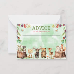 Woodland Animals Forest Baby Shower Advice Card
