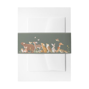 Woodland Animals Forest Baby Shower Boho Invitation Belly Band
