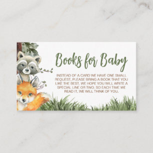 Woodland Animals Forest Baby Shower Books for Baby Enclosure Card