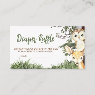 Woodland Animals Forest Baby Shower Diaper Raffle Enclosure Card