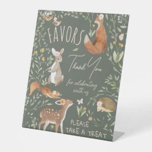 Woodland Animals Forest Baby Shower Favors Sign