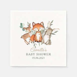 Woodland Animals Forest Baby Shower  Napkin