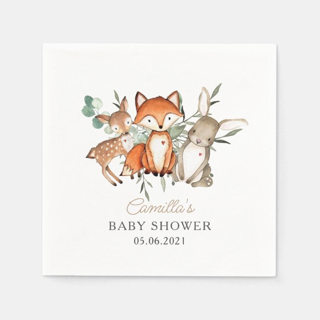 Woodland Animals Forest Baby Shower  Napkin (Front)