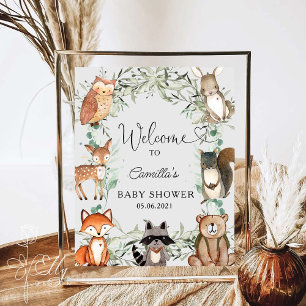 Woodland Animals Forest Baby Shower Poster