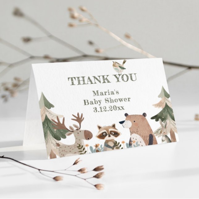 Woodland animals Forest Baby shower Thank you Card (Creator Uploaded)