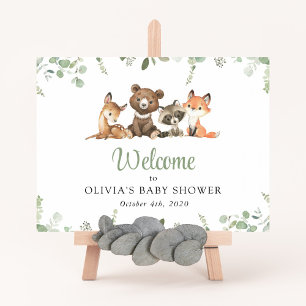 Woodland Animals, Forest, Baby Shower Welcome Poster