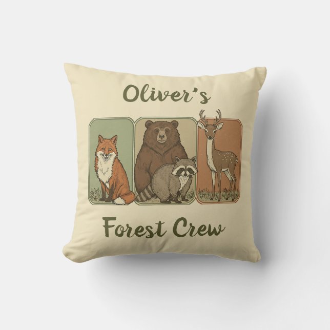 Woodland Animals - Forest Crew  Cushion (Front)