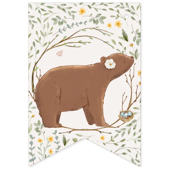 Woodland Animals Forest Friends Baby Shower Bunting (Second Flag)