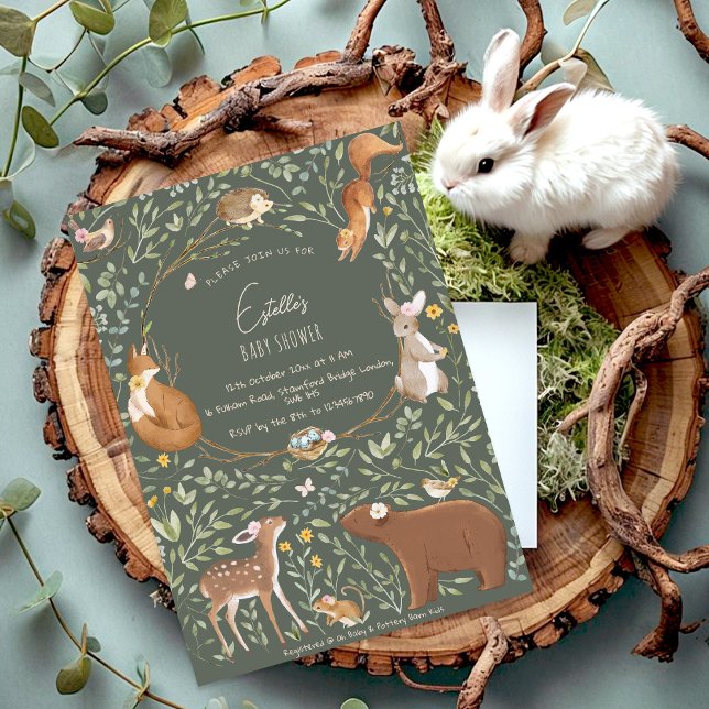 Woodland Animals Forest Friends Baby Shower Invitation (Creator Uploaded)