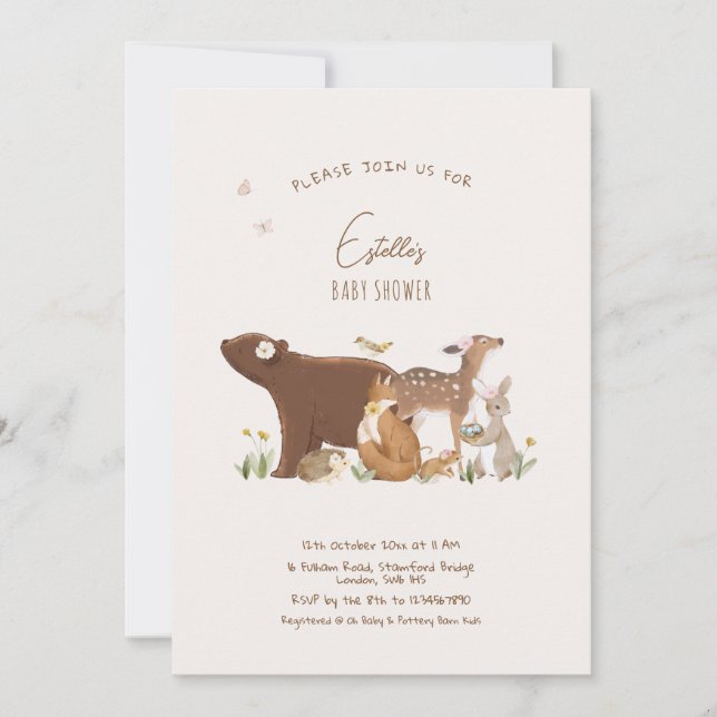 Woodland Animals Forest Friends Baby Shower Invitation (Front)