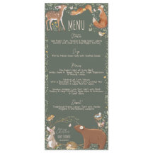 Woodland Animals Forest Friends Baby Shower Menu